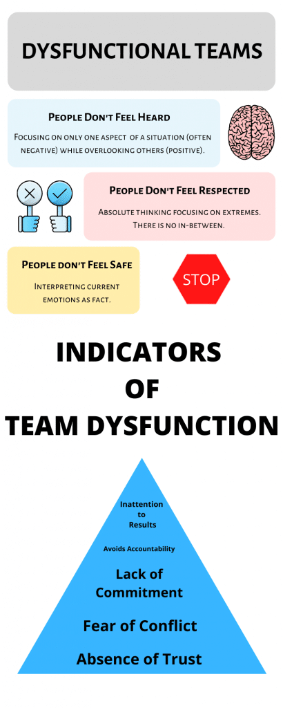 Causes and Indications of Dysfunctional Teams infographic